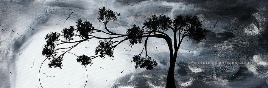 arbre et oiseaux Noire et blanche Peintures à l'huile